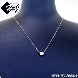 925 STERLING SILVER GEMSTONE PENDANT NECKLACE*WN11